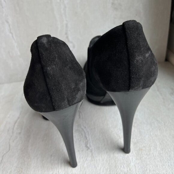 ** STUART WEITZMAN BLACK SUEDE BOOTIE Platform SLIM HEEL size 8.5 - Picture 5 of 10